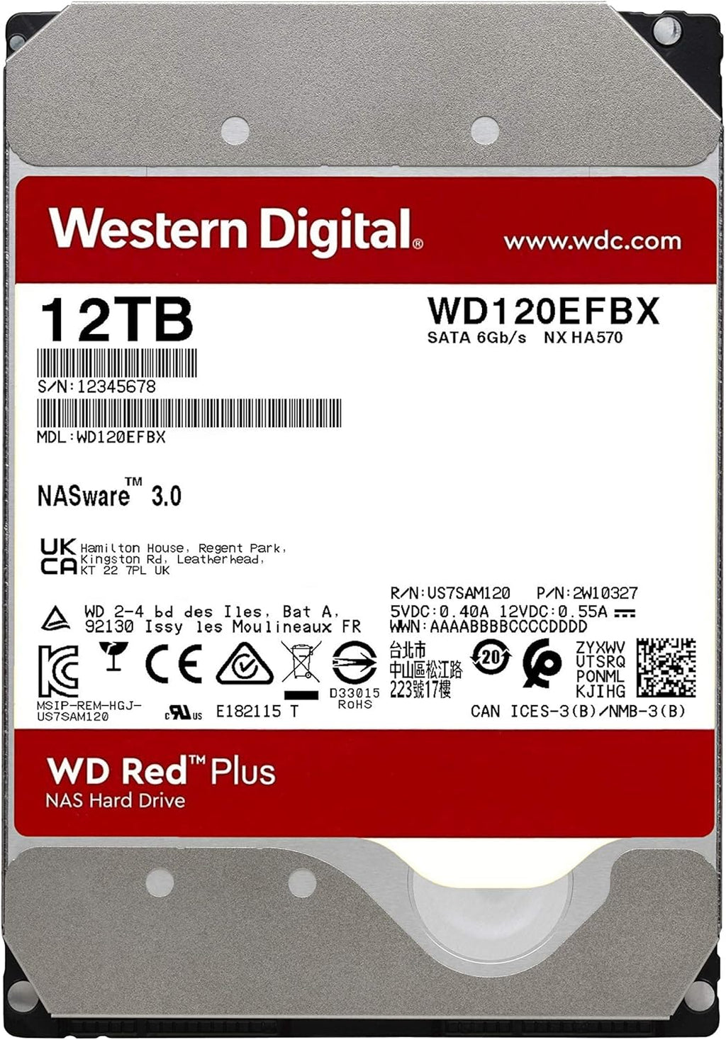12TB NAS Internal Hard Drive HDD 7200 RPM SATA 6 GB/s CMR 512 MB Cache 3.5 P8157