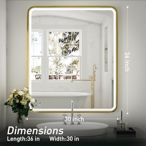 LED Bathroom Mirror with Light, Anti Fog Dimmable Wall Mounted B72533