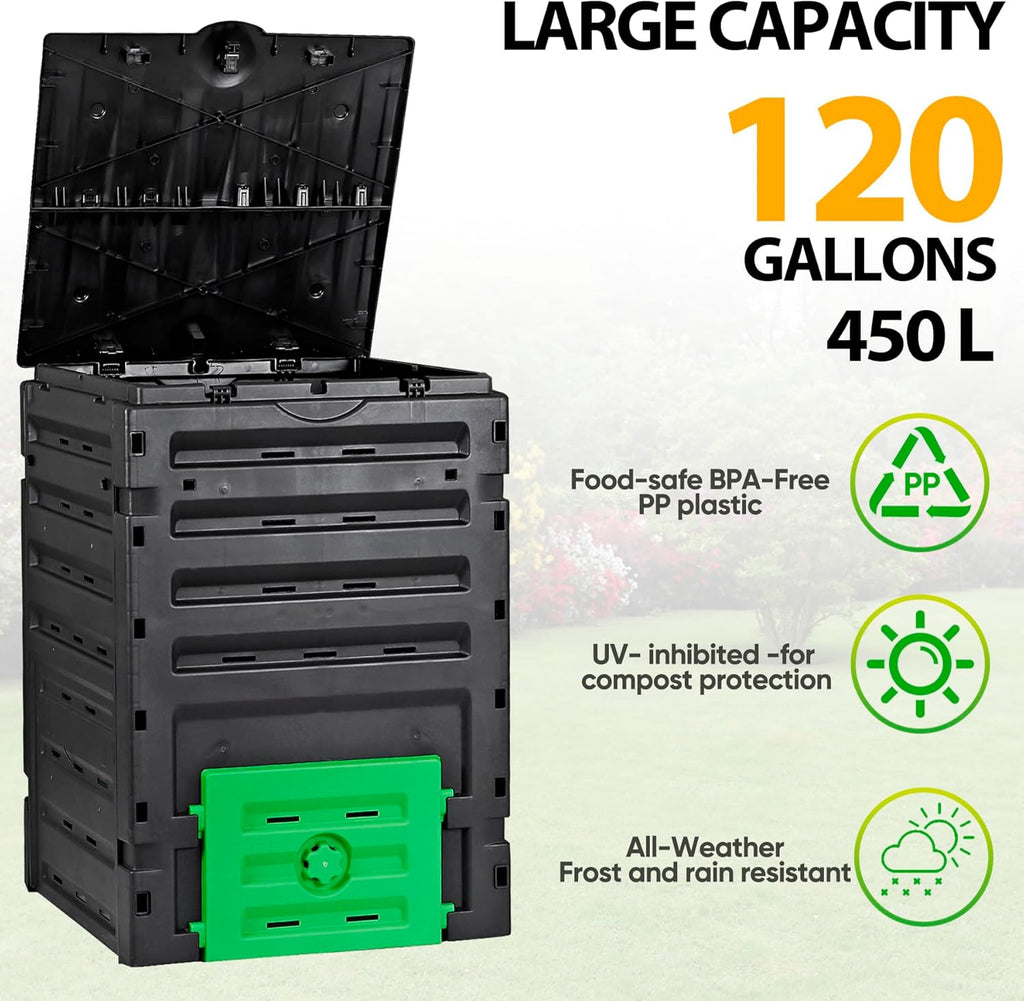 Garden Compost Bin 120 Gallon Outdoor Large Capacity Composter U871