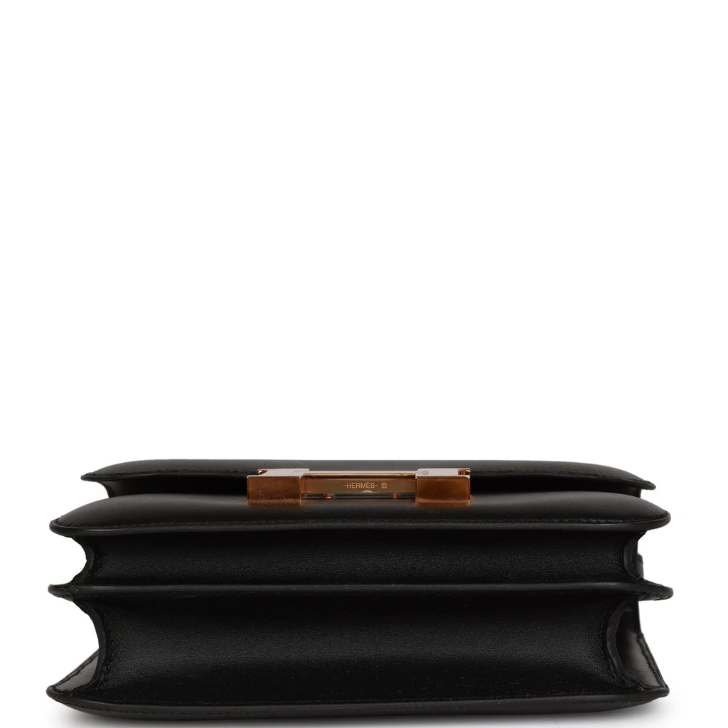 Constance 18 Black Leather Bag with Rose Gold Hardware P908015
