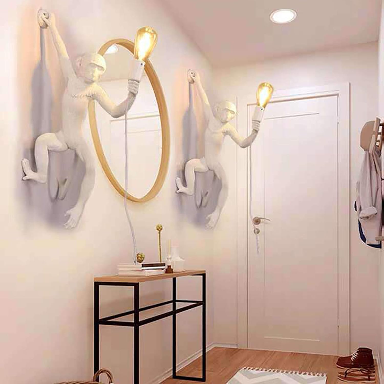 Monkey Wall Lamp, Vintage Resin Gold Finish for Living Room Bedroom I325541