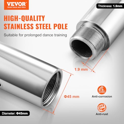 Spinning Static Dancing Pole, Height Adjustable Stainless Steel, Portable for Home Gym Q754
