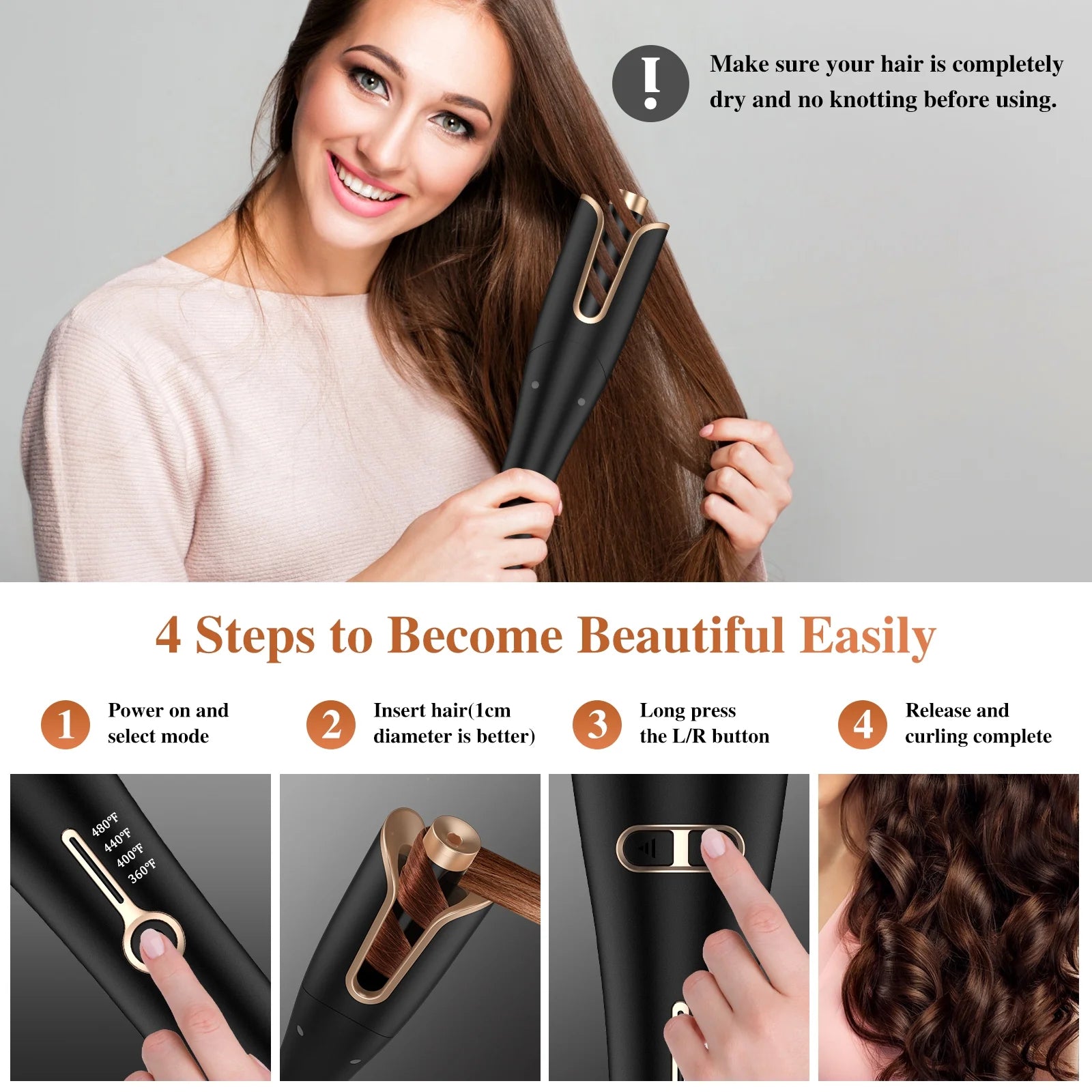 Curling Iron with 1" Rotating Barrel and 4 Temperatures Y626354