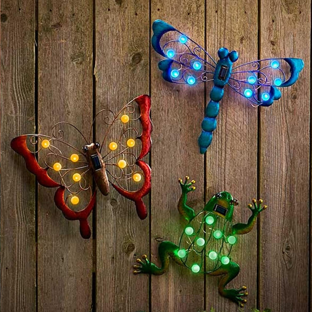 Solar Metal Butterfly Garden Wall Art with Light R1716