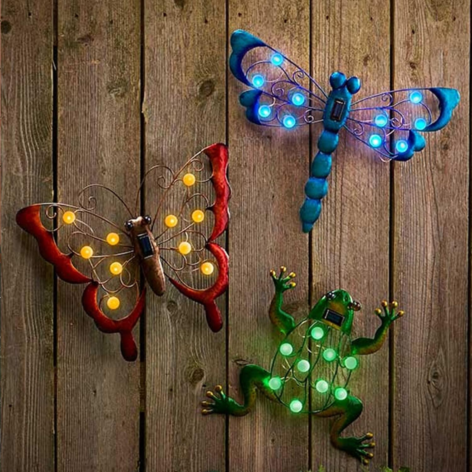 Solar Metal Butterfly Garden Wall Art with Light R1716