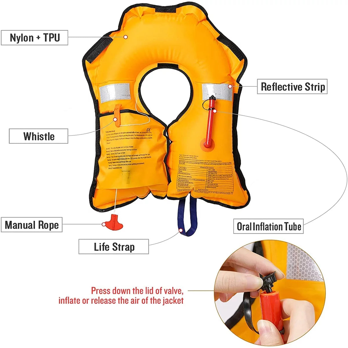 2 Pack Automatic Inflatable Life Jacket with Whistle for Boating Fishing Kayaking R381