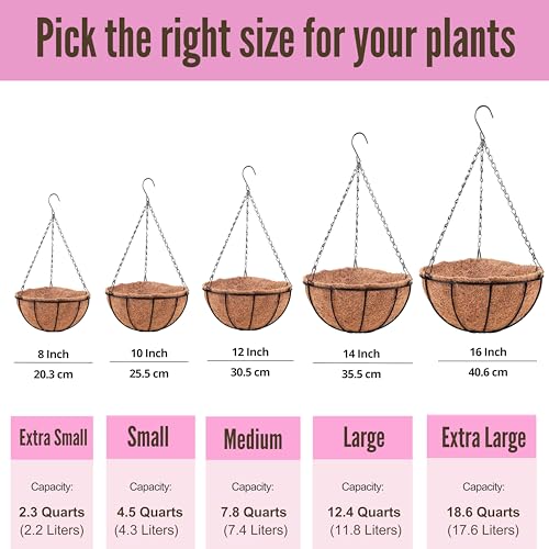 Hanging Baskets for Plants - 3 Pack, 10 Inch, Outdoor Planter with Coco Liner E591