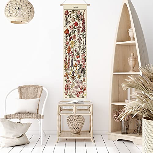 Vintage Botanical Tapestry 52 x 13 Inch Vertical Wall Hanging R795