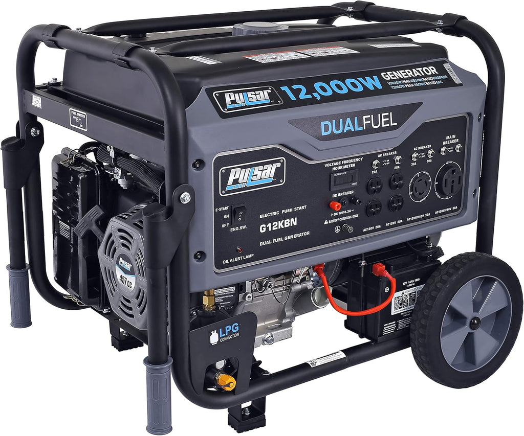 Heavy Duty Portable Dual Fuel Generator 9500 Rated Watts Gas & LPG Electric Start G5866
