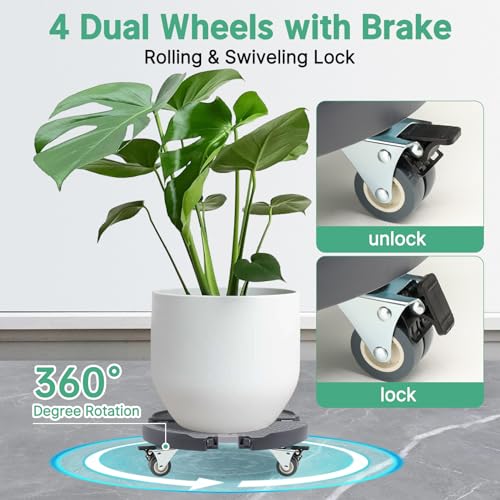 Plant Caddies with Wheels 2 Pack Heavy Duty Rolling Plant Stand N317279