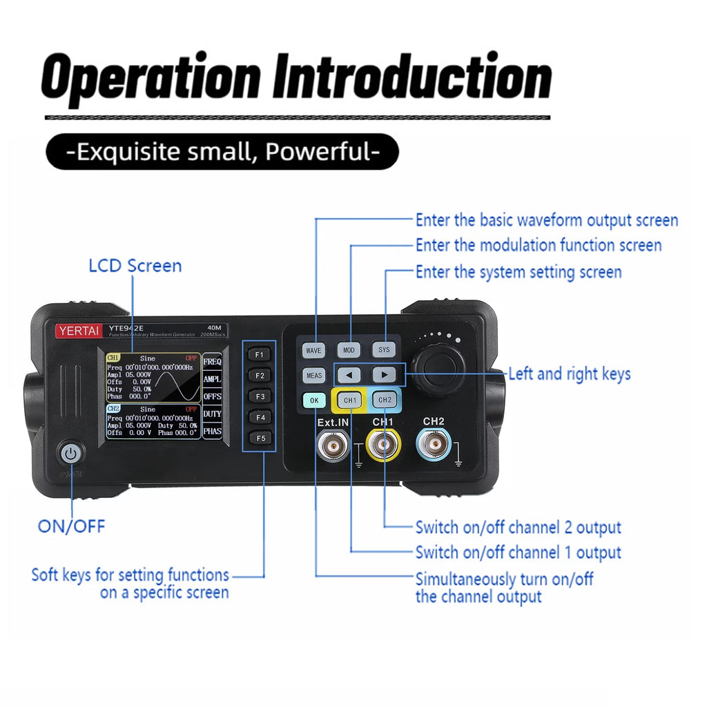 Portable Dual Channel Arbitrary Waveform Generator with 2.4 inch TFT LCD R686907