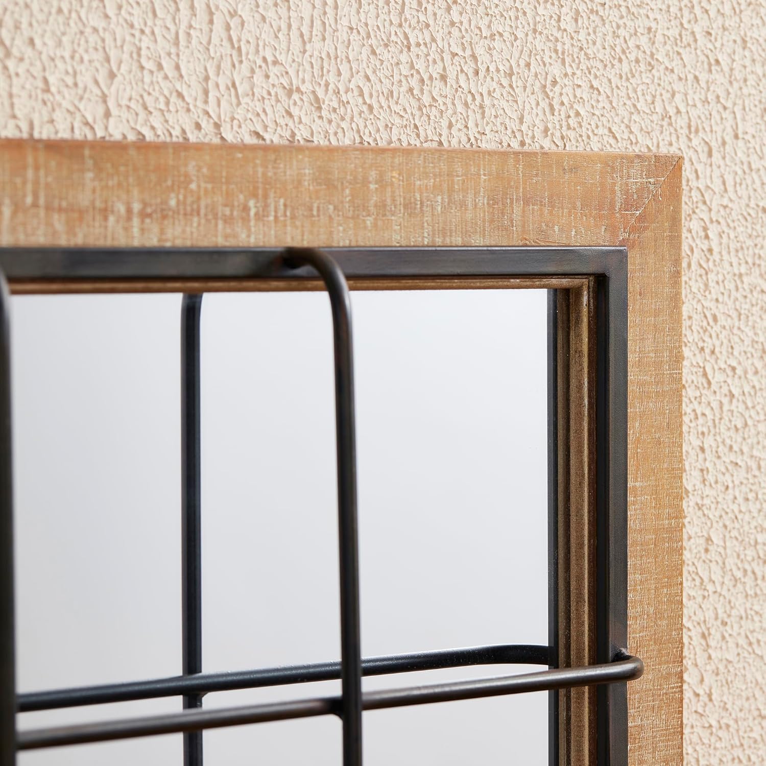 Windowpane Wall Mirror 24 x 32, Farmhouse Rectangle Wood and Metal Frame Wall Decor D308086