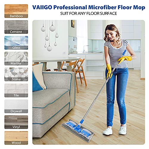 Microfiber Hardwood Floor Mop with 5 Reusable Washable Pads Y129918