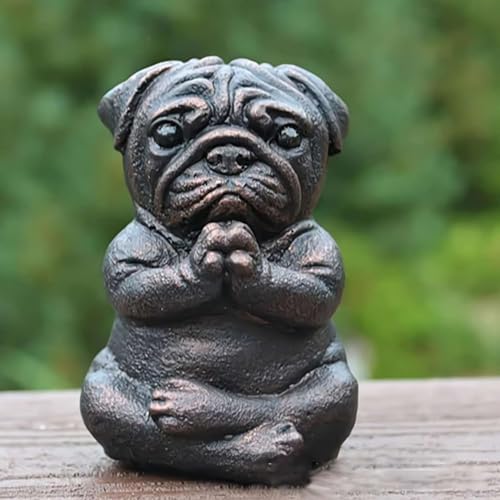 Meditating Pug Statue, Large Garden Ornament for Dog Lovers K405