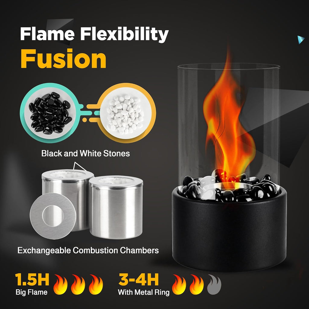 Tabletop Fire Pit for Indoor and Outdoor Use, Portable Stone Design M284