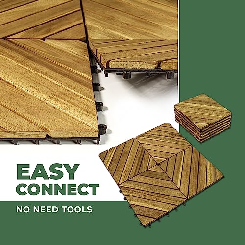 Interlocking Deck Tile 12x12, Pack of 10, Acacia Hardwood, Oiled Finish B9228