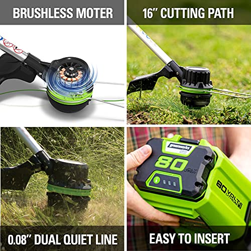 80V Cordless Brushless String Trimmer and Leaf Blower Combo with Battery and Charger A2707