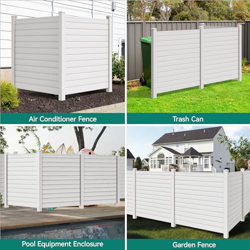 Air Conditioner Fence Privacy Screen with Metal Stakes, 2 Panels W98343