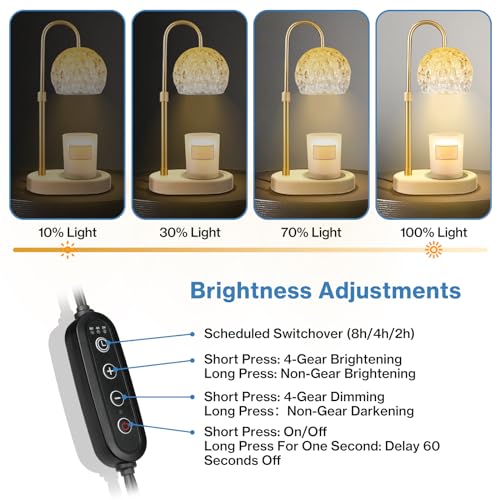Candle Warmer Lamp, Adjustable Height Dimmable with Timer D47348