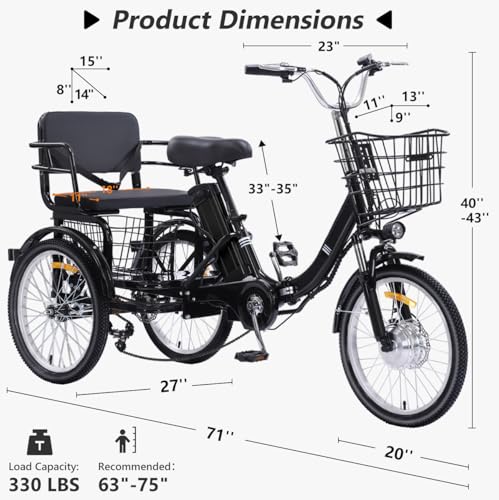 Adult Electric Tricycle 3 Wheel Bike Q8526