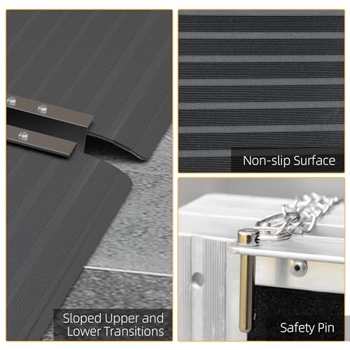 Foldable Wheelchair Ramp, 8FT Aluminum Threshold Ramp with Non-Slip Surface T781