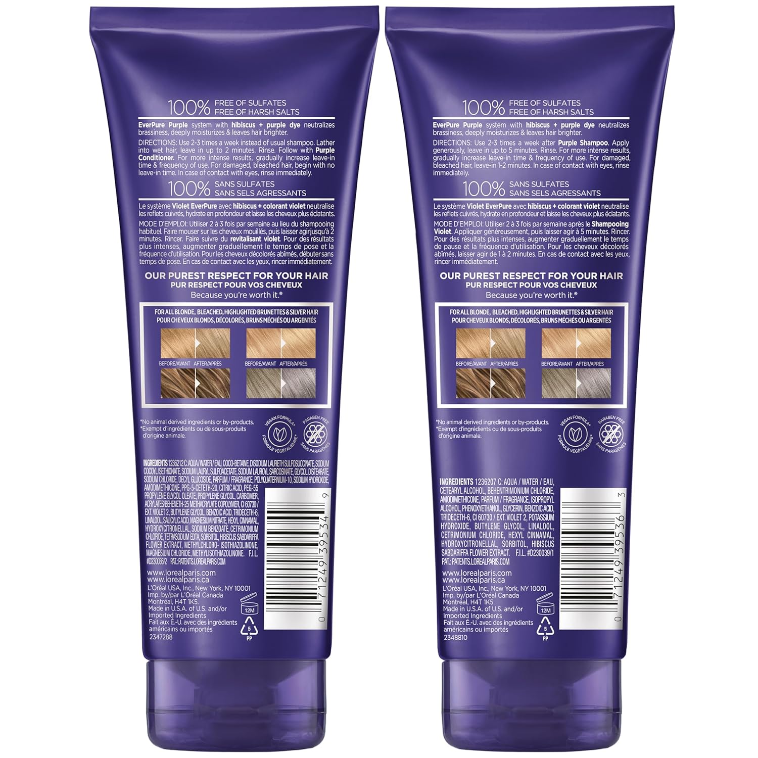 Sulfate Free Purple Shampoo and Conditioner Set for Blonde or Silver Hair D2791