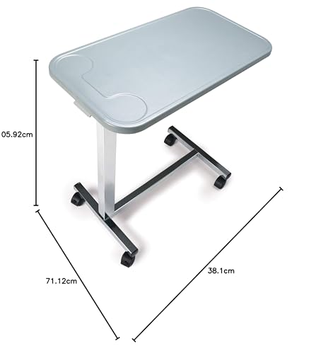 Overbed Table with Wheels, Adjustable Height, Dark Grey J132519