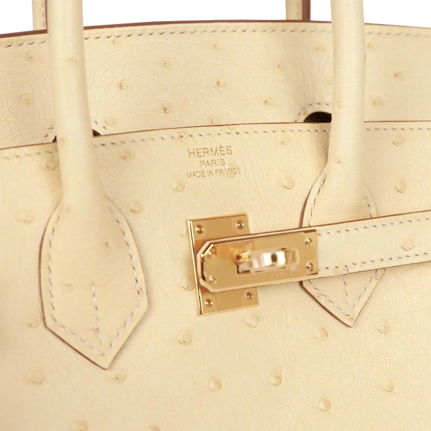 Ostrich Leather Handbag with Gold Hardware W129433