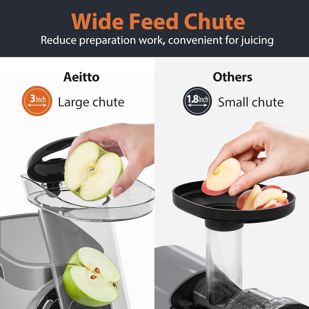 Cold Press Juicer with 3 Inch Wide Chute, 2-Speed Modes & Reverse Function N132431
