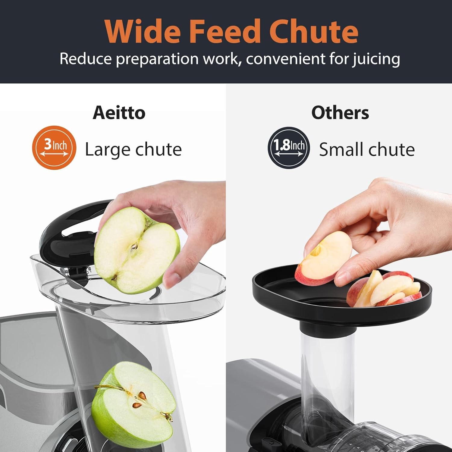 Cold Press Juicer with 3 Inch Wide Chute, 2-Speed Modes & Reverse Function N132431