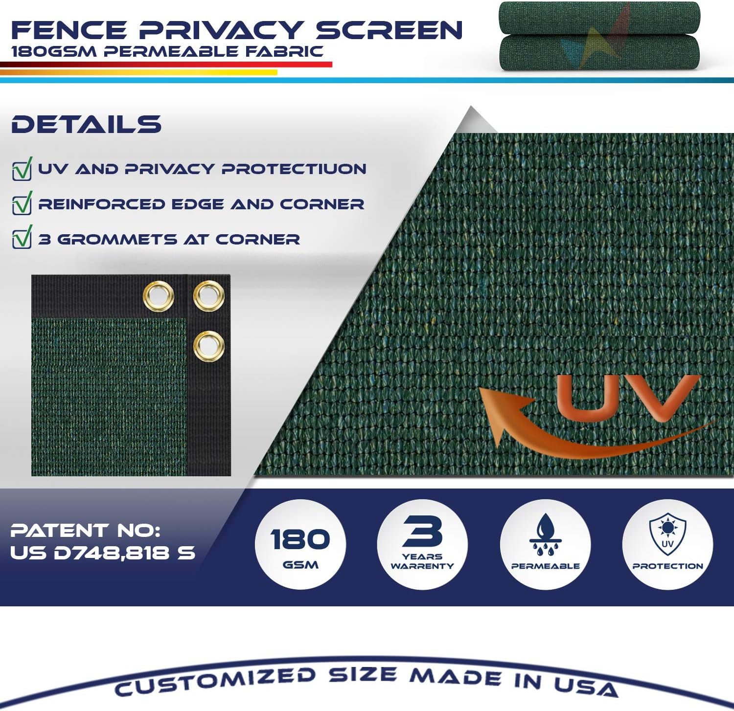 Fence Privacy Screen 15 x 27 ft, Heavy Duty Mesh Fabric Cover for Patio Garden Pool J9029