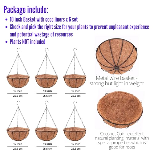Hanging Baskets for Plants - 3 Pack, 10 Inch, Outdoor Planter with Coco Liner E591
