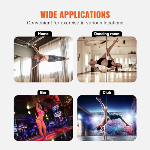 Spinning Static Dancing Pole, Height Adjustable Stainless Steel, Portable for Home Gym Q754