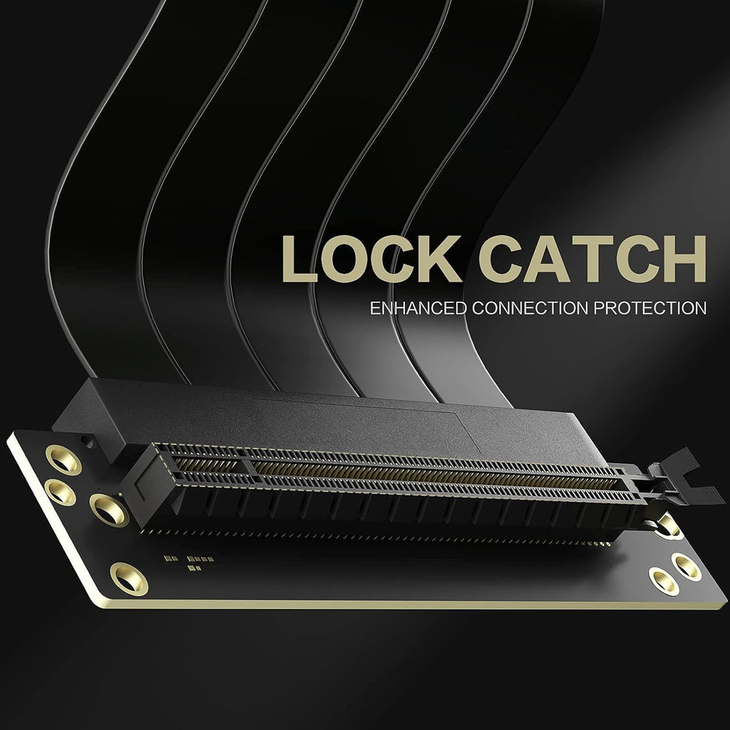 PCIE 4.0 16x Shielded Riser Cable for GPU Extension Card, Right Connector 20cm W3262