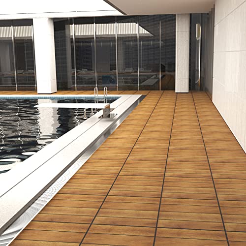 Acacia Interlocking Flooring Tiles, 12" x 12", Pack of 10, Indoor/Outdoor M2536