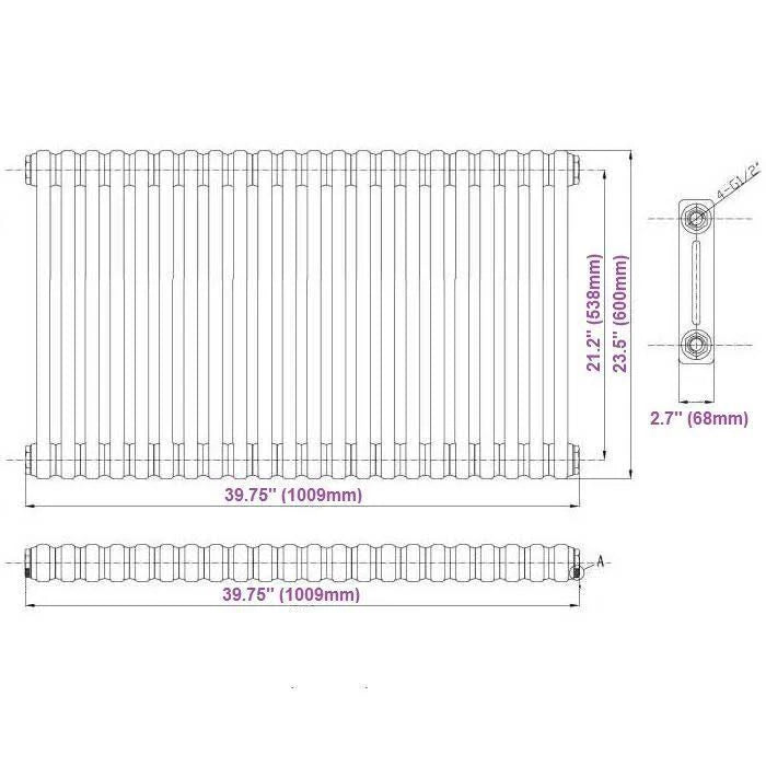Cast Iron Style Column Radiator, White Finish V1727