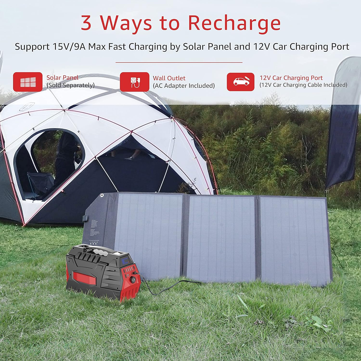 Portable Power Station 296Wh Solar Generator with 110V AC Outlet R51986