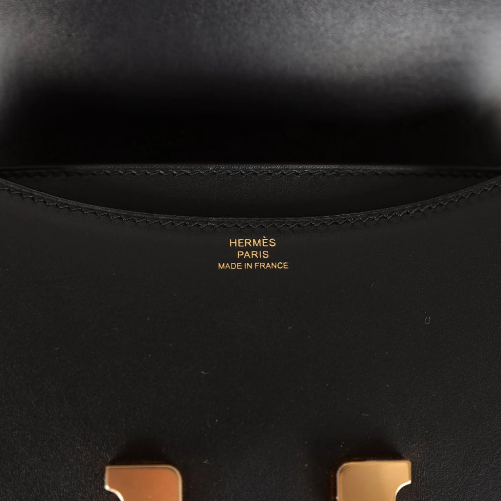 Constance 18 Black Leather Bag with Rose Gold Hardware P908015