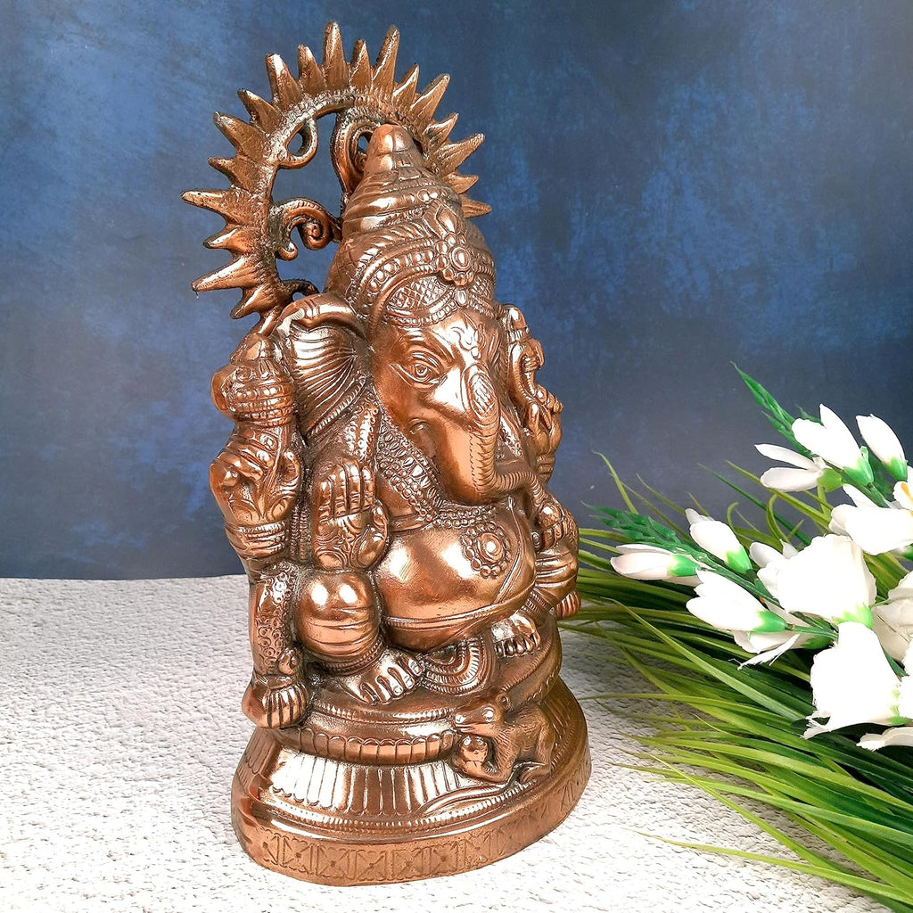 Ganesha Statue Metal Bronze Decorative Religious Idol for Home Office Decor L39955