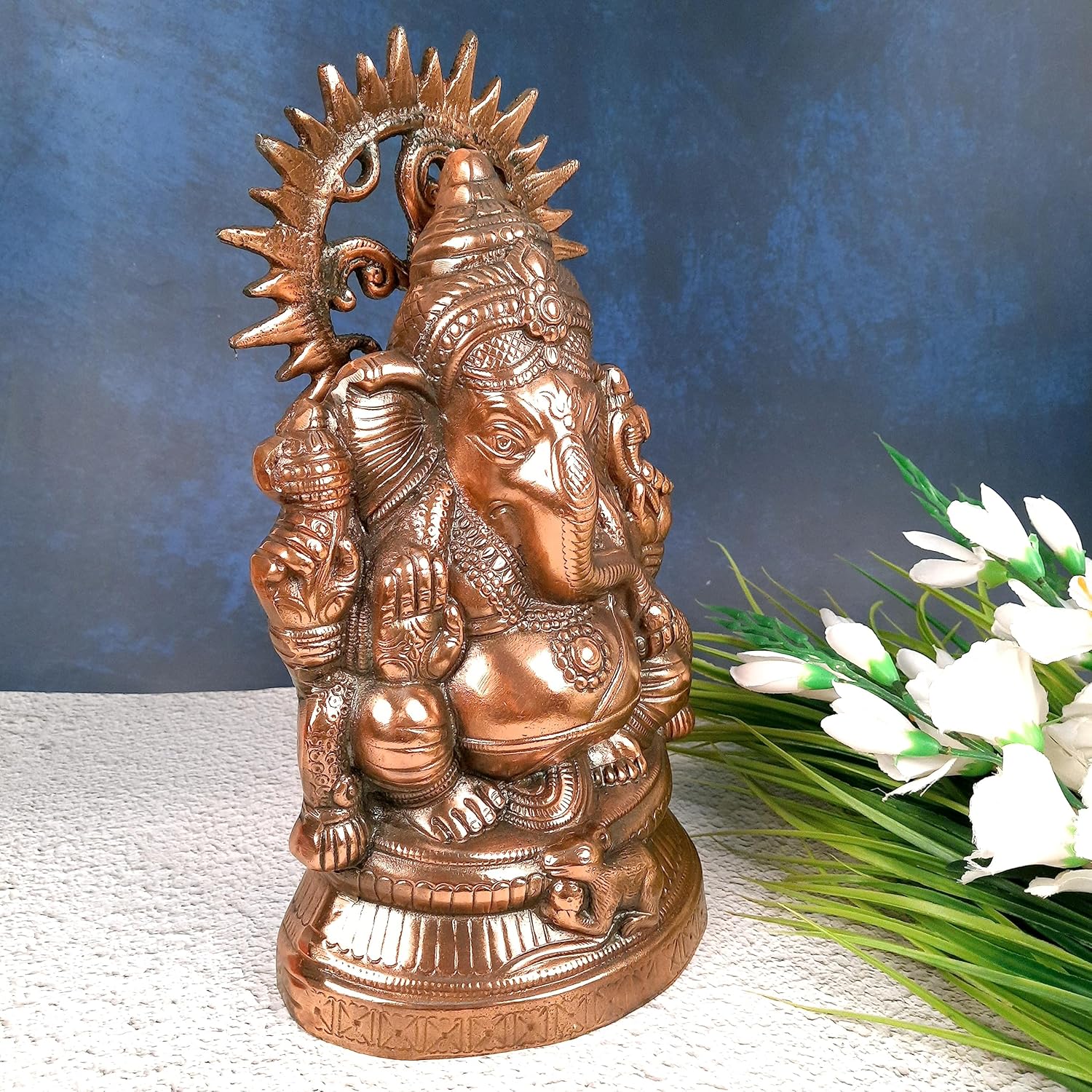 Ganesha Statue Metal Bronze Decorative Religious Idol for Home Office Decor L39955