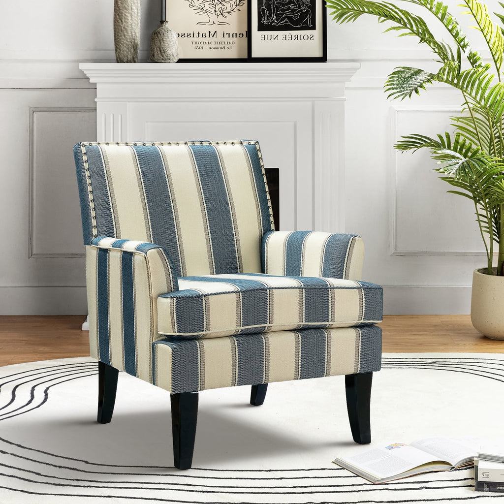 Upholstered Accent Chair with Nailhead Trim and Wood Legs R6205