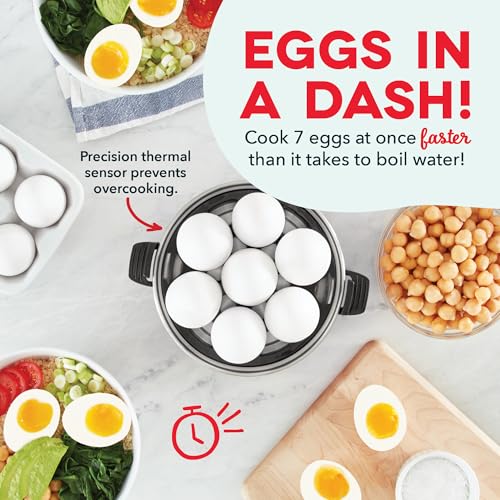 Rapid Egg Cooker for 6 Eggs, Hard Boiled, Poached, Scrambled, or Omelets, Auto Shut Off, Black G6815