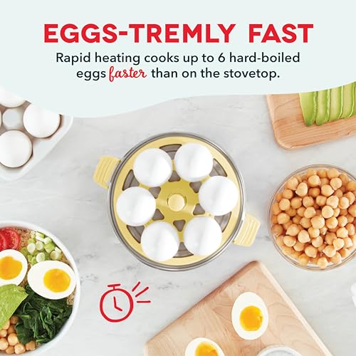 Rapid Egg Cooker for 6 Eggs, Hard Boiled, Poached, Scrambled, or Omelets, Auto Shut Off, Black G6815
