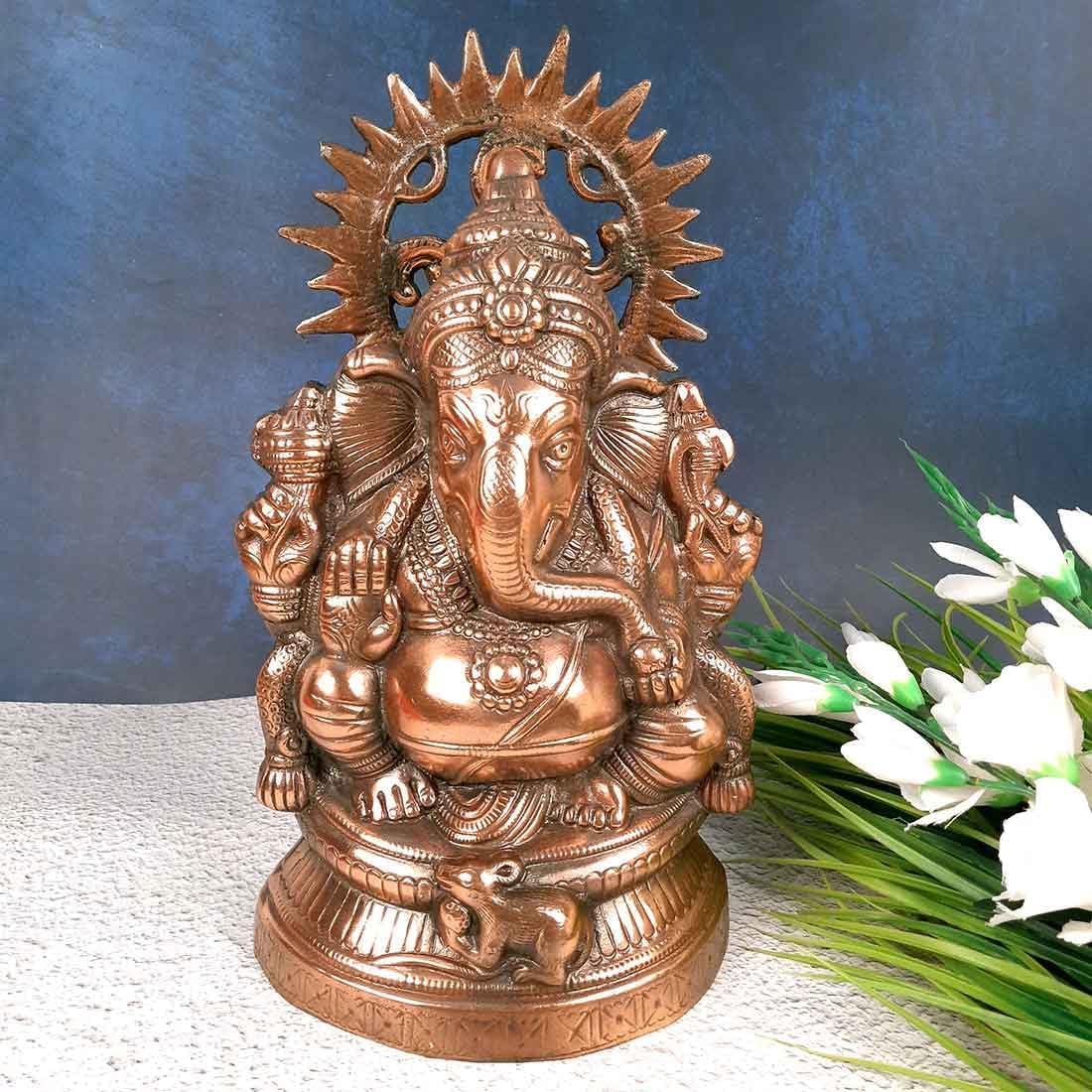 Ganesha Statue Metal Bronze Decorative Religious Idol for Home Office Decor L39955