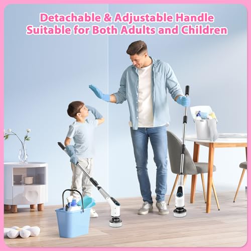 Cordless Electric Spin Scrubber with 8 Replaceable Brush Heads Y772