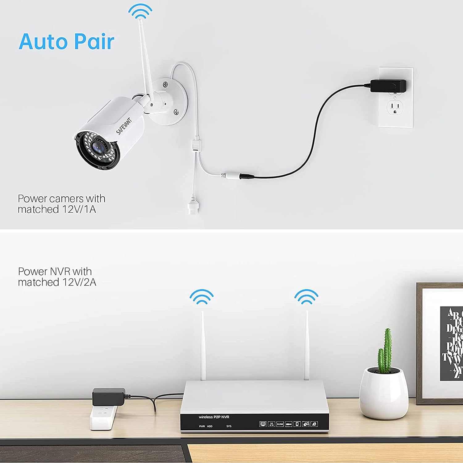 Wireless Security Camera System 8 Channel NVR with 4 Cameras, 1080P Night Vision D4383