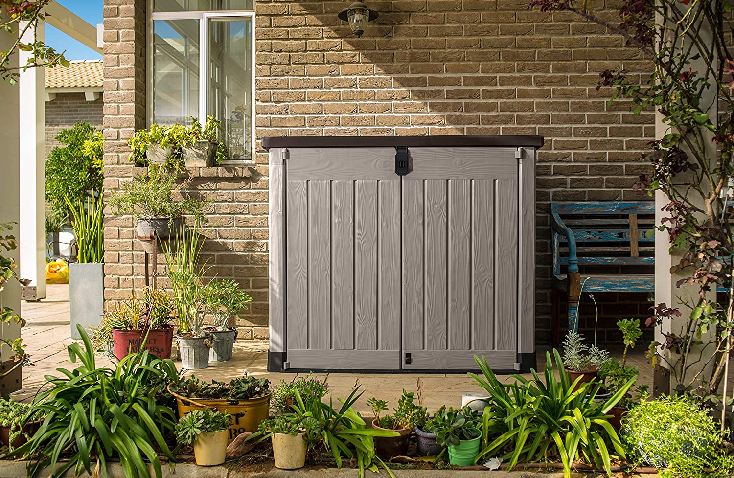 Outdoor Storage Shed, 155 x 82 x 155cm, Beige/Brown Z74010