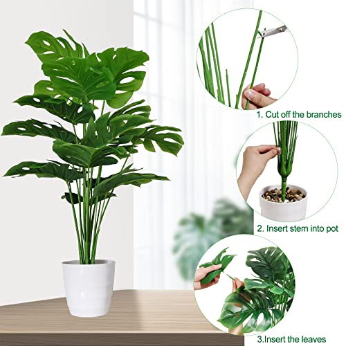 Set of 2 Artificial Areca Palm Plants in Pots, 32 Inch Fake Tropical Palm Trees L9885