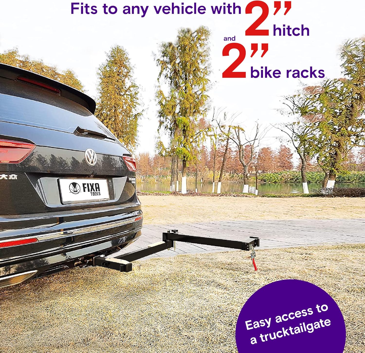 Bike Rack Adapter for 2" Hitch Receiver, Pivoting Arm R718