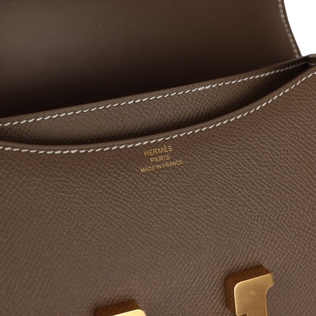 Constance 18 Etoupe Epsom Gold Hardware F14501